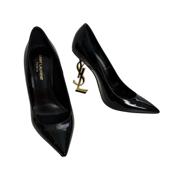 Saint Laurent Opyum YSL Heel Black Patent Pumps 37 US 7 - Picture 5 of 15